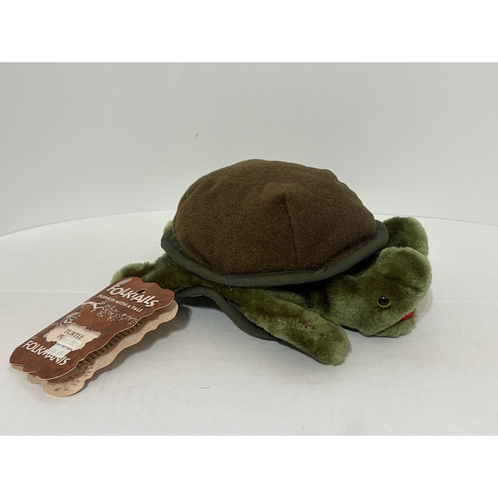 Folkmanis Folktails Baby Turtle Hand Puppet FM 2521 Reptile Open Mouth Plush